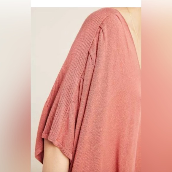 Anthropologie Clara Knit Top Linen Blend Size S V-Neck Short Sleeve - Picture 3 of 12